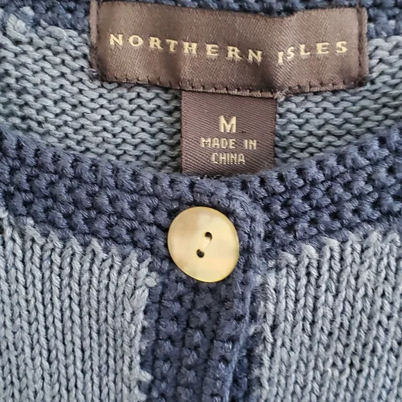 Nautical Themed Cardigan Sweater By Northern Isles Size M - Picture 3 of 3